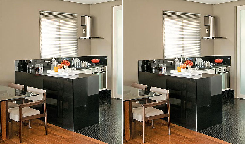 Balcão de cozinha com porcelanato preto
